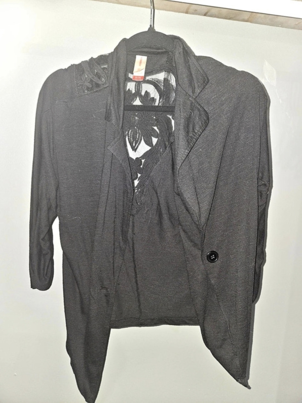 No Boundaries Women's Embroidered Drape Jacket Black XL (15-17) Set Of 2
